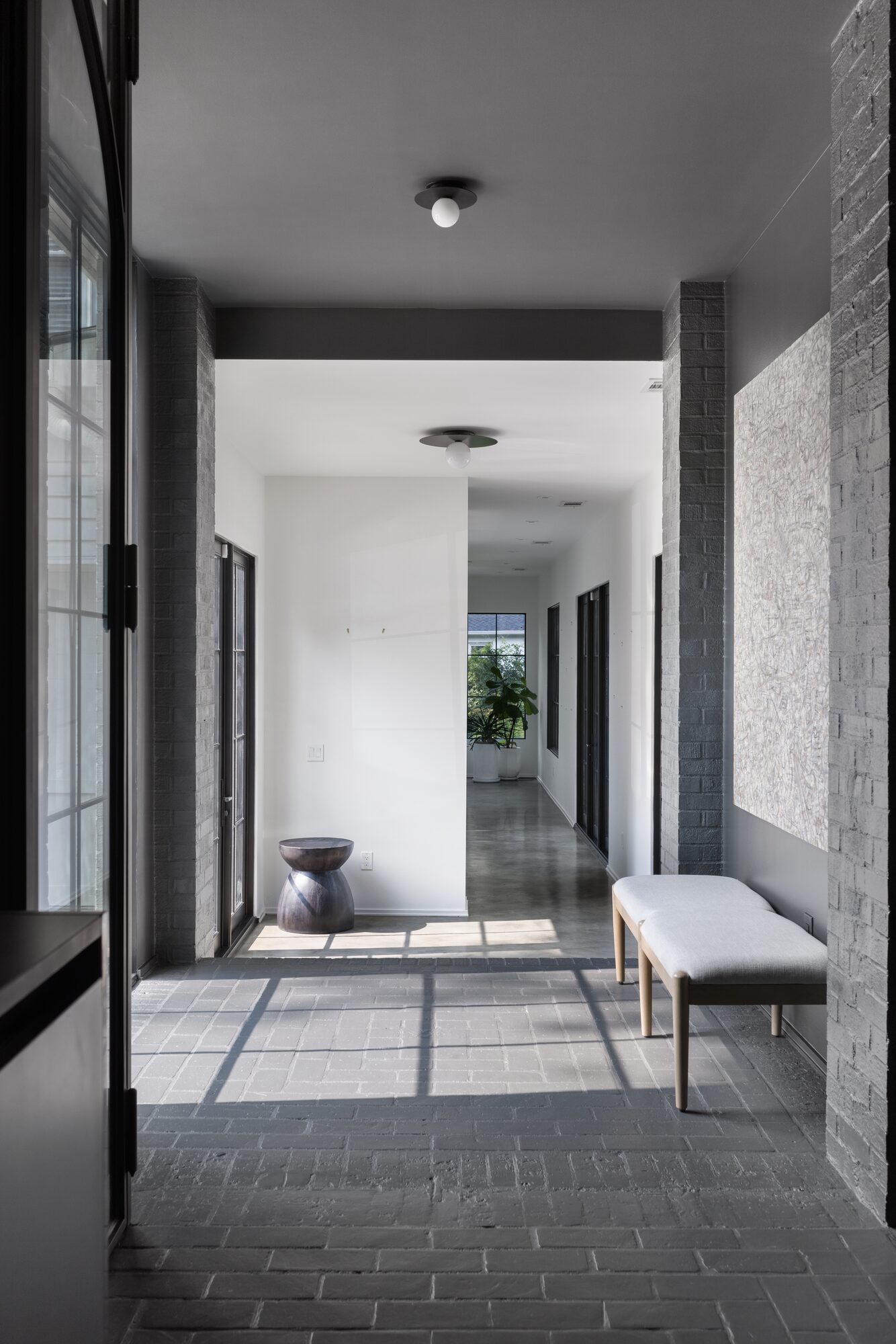 Residential architectural hallway with natural light